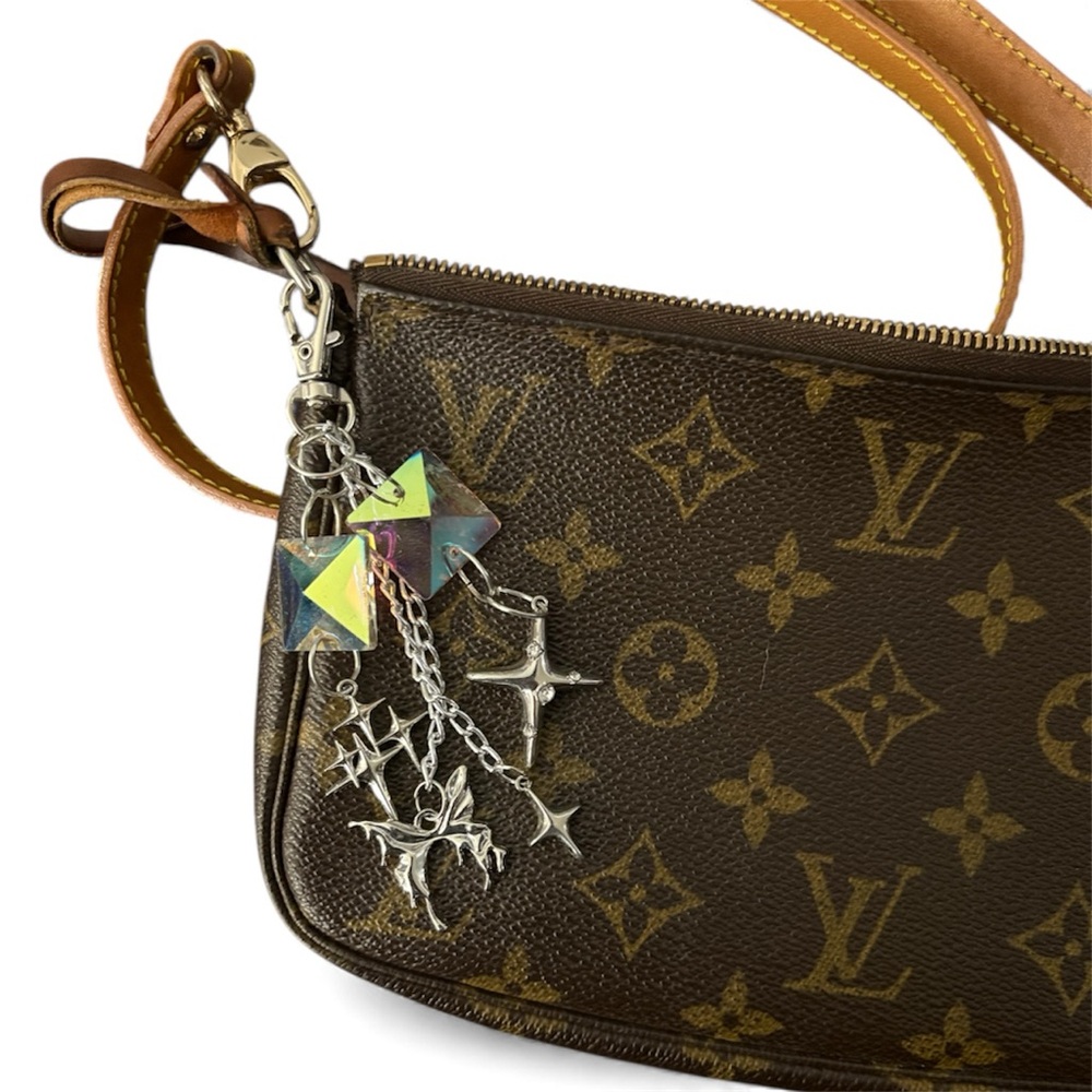 Bag Charm Silver Stars Y2K